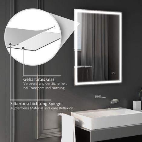 Espejo de baño LED 90 x 70 cm con función memoria y antivaho OKMYHOME (1/5)