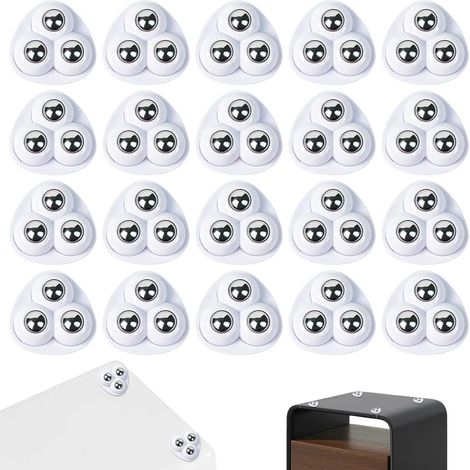 Blanc 20 Pièces Petite Roulettes pour Meubles, 360 Degrés Roulettes à Billes, Mini Roue Universelle Autocollante pour Poubelles, Boîtes de Rangement (1/5)