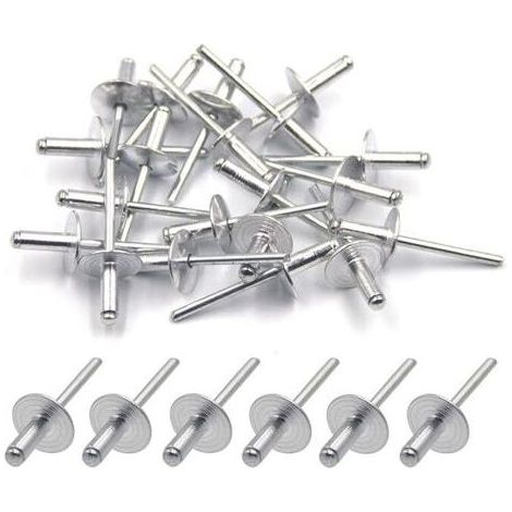 50pcs Rivets aveugles en aluminium avec large bride 5mm x 13mm, paquet de 50 (argenté) (1/5)