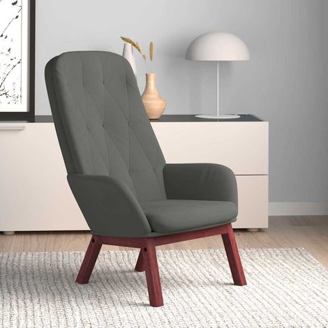 Chaise de relaxation Fauteuil relax - Gris foncé Velours BonneVie-34612 (1/5)
