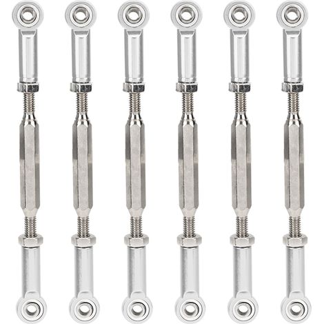 6 Pièces Tiges de Poussée en Alliage d'Aluminium 88mm Réglables, Accessoires de Liaison pour Modèles de Voitures RC, Argenté (1/5)