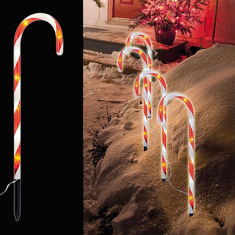 4er Set LED-Gartenleuchtsäbe "Zuckerstangen" 230V-MLK077W