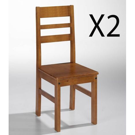 Chaise de salle à manger en pin massif coloris cerisier - Longueur 42 x Profondeur 45 x Hauteur 98 cm (1/3)