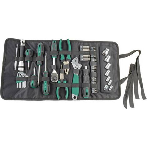 Brüder Mannesmann – Jeu d'outils 65 pièces en sacoche – Outils pour travaux de réparation – Sangles élastiques pour maintien sécurisé – Compact et facile à ranger (1/5)