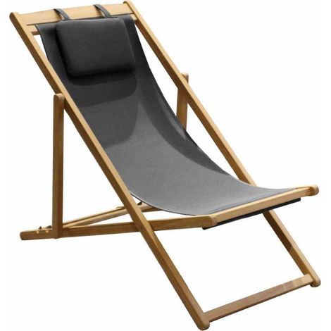 PROLOISIRS Chilienne Newton en teck FSC/TPEP - 40 x 94 x 59 cm - noir (1/4)