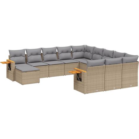 Maison Exclusive - Set de sofás de jardín 11pzas con cojines ratá (1/5)