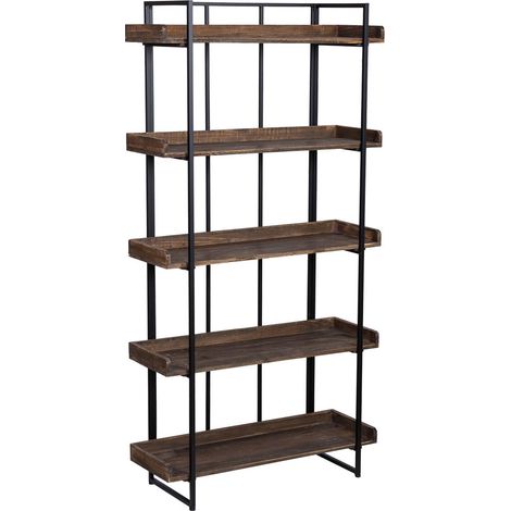 Estantería de madera y metal con 5 baldas 90,5x34x177,5h cm (1/5)