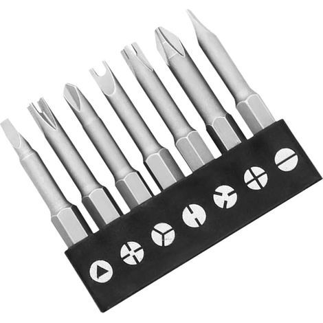 Lot de 7 embouts de tournevis hexagonaux magnétiques de forme spéciale 1/4" en forme de U, type Y, triangle, croix intérieure, 3 points, Phillips (1/5)