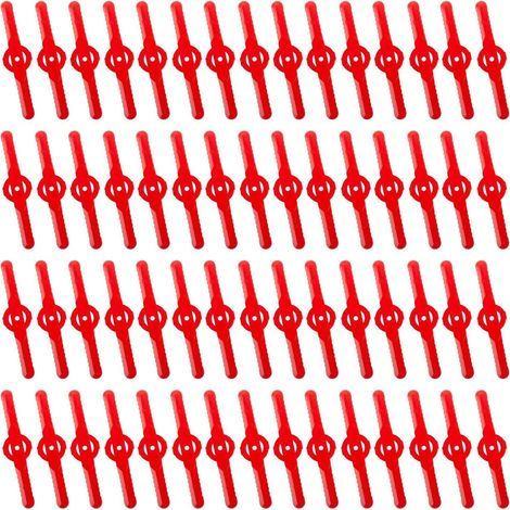 Cuchillas de plástico de repuesto para cortacéspedes inalámbricos, para jardín y césped, 60 unidades, color rojo. (1/4)