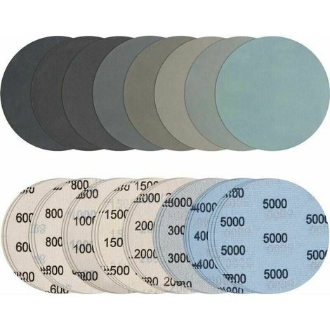 Disque Abrasif - 125 mm - Grain 600 800 1000 1500 2000 3000 4000 5000 - Auto-agrippant Velcro - Sec et Humide - Pour Métal Bois Pierre - Lot de 24