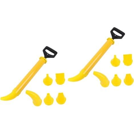 QORVA-2 Pièces Outil de Calfeutrage Multifonctionnel à Tête Courbée pour Application de Mortier Dispositif de Lissage de Ciment avec Embouts Jaune