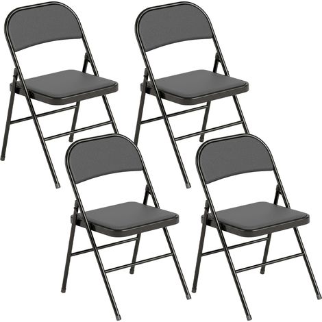 Lot de 4 chaises pliantes chaises de salle à manger portables cadre en acier 45 x 46 x 78 cm noir (1/5)