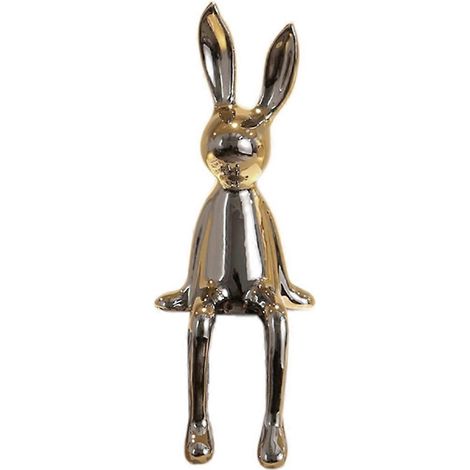 Hasenfiguren aus Keramik, glänzend, modern, nordisch, silberfarben