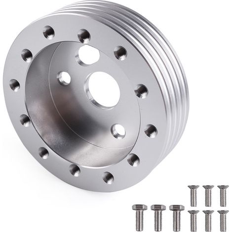 Aluminum 0.5-inch to 1-inch 6-hole to 3-hole automotive steering wheel hub socket adapter - 1-inch silver (1/4)