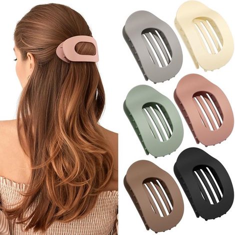 Lot de 6 pinces à cheveux plates – 6 couleurs – Antidérapantes – Cheveux épais et fins – Femme (1/5)