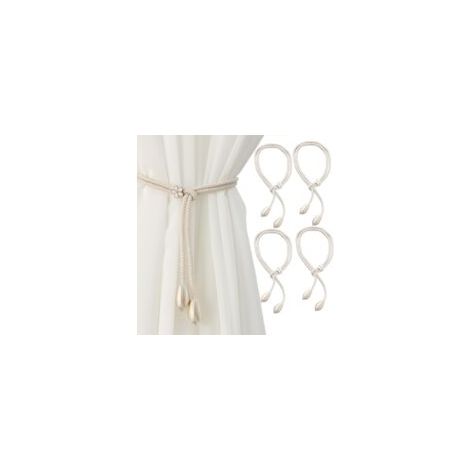 4-teiliges Set Raffhalter, Gardinenführung, handgewebte Gardinenschnur, 48 cm lange Gardinen, Raffhalter, ideal für Wohn- und Schlafzimmer (Beige) - Crezuo