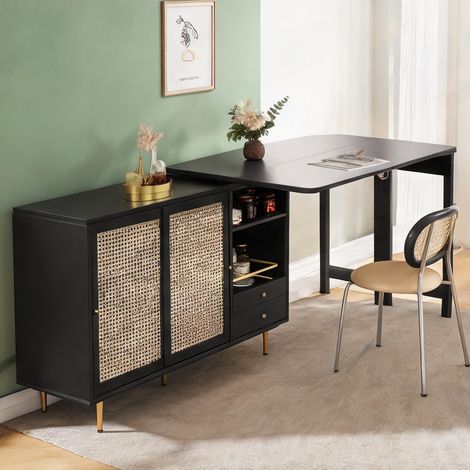 Buffet coloris noir en MDF 73,6 x 31,4 x 29,9 cm (1/5)