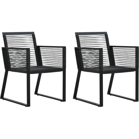 Gartenstühle 2 Stk. Schwarz PVC Rattan (1/5)