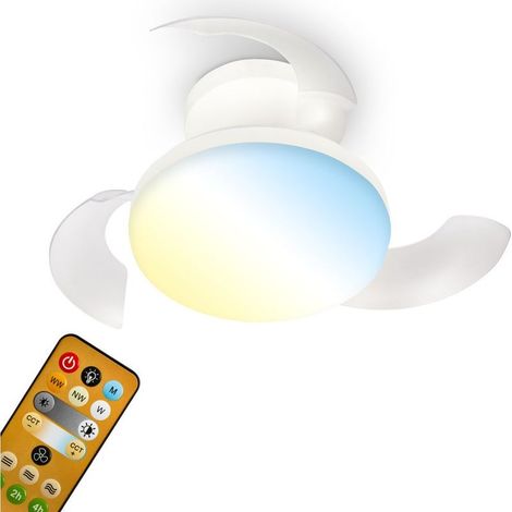 Ventilador de techo Briloner con mando a distancia Ø44x16,5cm 15W 1750lm 3000K-6500K blanco cálido a blanco luz diurna motor DC blanco - Ventilador lámpara para dormitorio y salón (1/4)