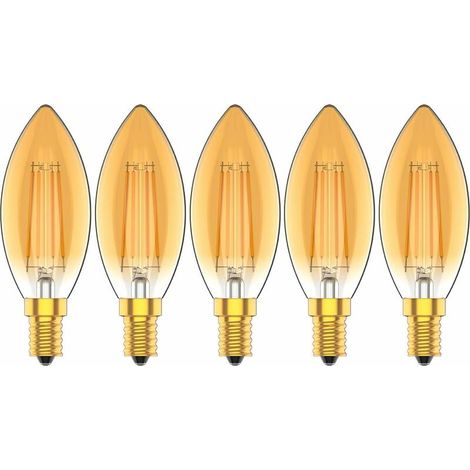 E14 4W LED-Kerzenlampen, entspricht 30W Glühlampe, 2200K Warmweiß, 300lm, CRI 80+, kleiner Schraubsockel, LED-Lampen für Kronleuchter, 5er-Pack