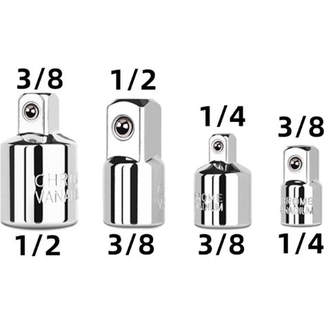 Steckschlüssel-Adapterset 4-teilig / Reduzier- / Vergrößerungsadapter / 1/4-3/8-1/2-Zoll-Vierkantantrieb-Adapterset (4 Stück) (1/5)