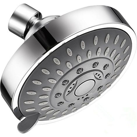 royaluxe - Pommeau de douche chromé orientable, Pomme de douche pluie ronde en acier tête de douche miroir face, (1/5)