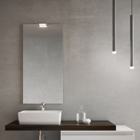 Specchio rettangolare 52 cm con lampada LED a filo muro (1/2)