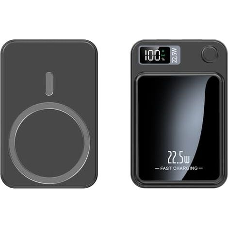 Magnetisches tragbares Ladegerät, 20000 mAh, Schnellladefunktion, 22,5 W, Powerbank, Schwarz (1/5)