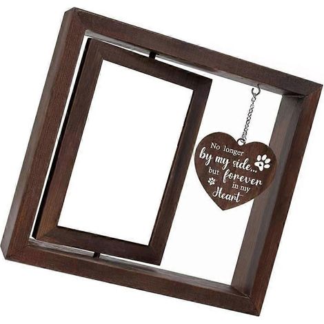 Cadre photo rotatif en bois 4x6 pour animal perdu, hommage mémoriel, décoration commémorative pour chien/chat, support photo orientable. (1/4)