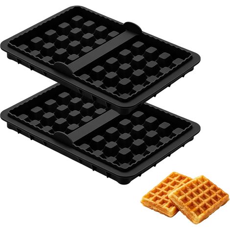 Juego de 2 moldes de silicona negra para gofres de freidora de aire, compatibles con Ninja AF300EU, AF400EU, AF451EU, SL400EU y AF500DE, libres de BPA, 21,5 × 14,5 × 2,8 cm (1/5)