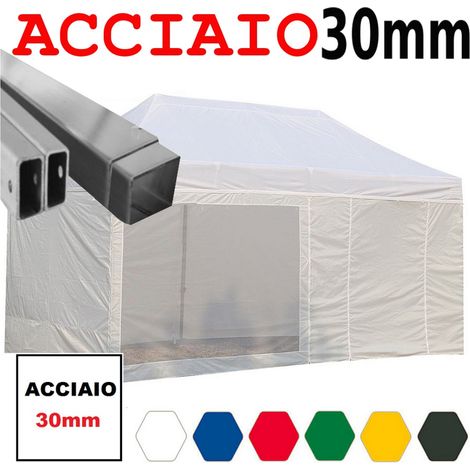 Gazebo 3x6 m bianco pieghevole portatile estendibile richiudibile estensibile acciaio con laterali per fiere eventi stand chiosco tenda tendone mercato mercatino (1/5)