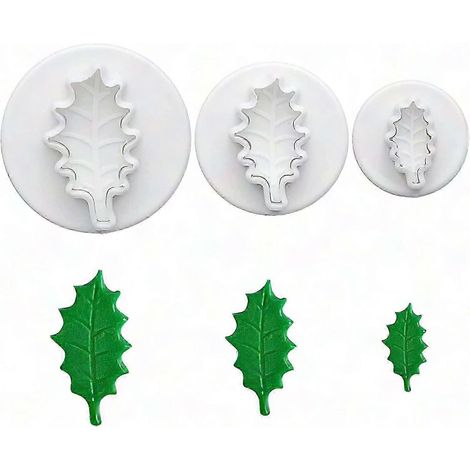 Ensemble de 3 emporte-pièces en forme de feuille de houx pour gâteaux, biscuits et glaçages de Noël (1/5)