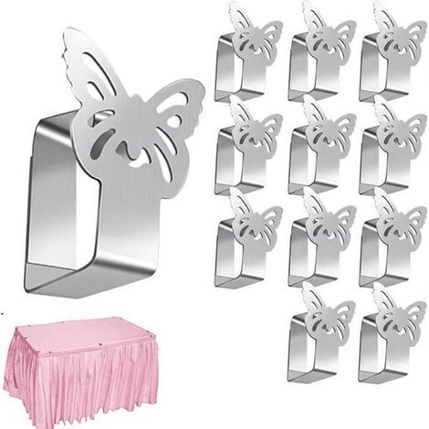 Mollette per tovaglie in acciaio inox, 12 pezzi, a forma di farfalla, per fissare le tovaglie, mollette per tovaglie, mollette da tavola (1/5)