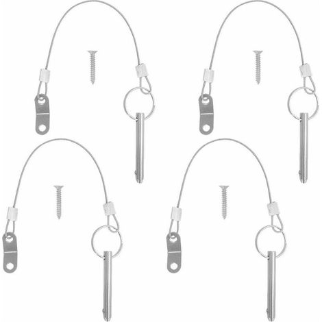Lot de 4 goupilles à dégagement rapide, diamètre de goupille supérieure de 6,3 mm, longueur totale de 51 mm, longueur effective de 40 mm avec cordons en acier inoxydable 316 (1/4)