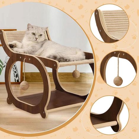 ZENITHMIND Chaise Longue en sisal pour Chat, Couleur du Bois,marron (1/3)