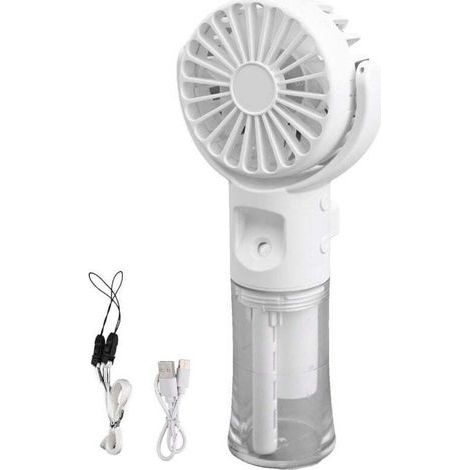 Desk Fan Portable Rechargeable Desk Fan with 4 Speed Settings and Water Mist for Kids Students (White) (1/4)