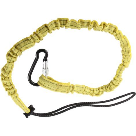 Sangle de sécurité en nylon robuste avec mousqueton d'escalade et corde jaune haute visibilité (1/5)