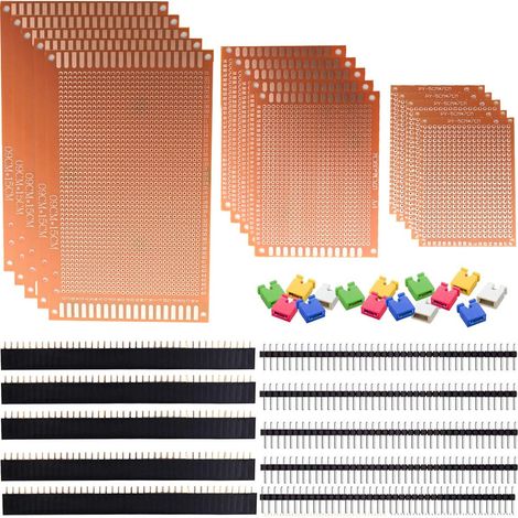15 piezas PCB Prototype Board 5x7cm & 7x9cm & 9x15cm, Bakelite Prototyping Board Kit de Bricolage pour Electronic Project (1/5)