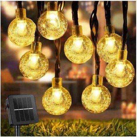 Guirlande solaire 12M 100 LEDs – 8 modes – IP65 étanche pour extérieur – Déco jardin/mariage/fête – Blanc chaud (1/5)