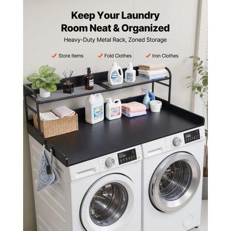 Comptoir pour Lave Linge et Sèche Linge avec Étagère, Plan de Travail pour Machine à Laver 137x69,9 cm, pour Rangement Aménagement… (1/5)