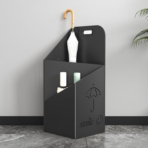 Porte-parapluies minimaliste pour la maison — Organiseur d'entrée « Luxe léger » — Support et rangement pour parapluies (Entrée commerciale) — Noir (1/4)