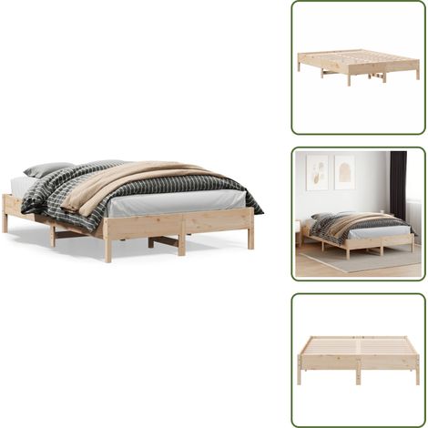 The Living Store Massivholzbett ohne Matratze 140x200 cm Kiefernholz - Holzbett - Kiefernholzbett - Doppelbett - Massivholzbette - Lattenrost
