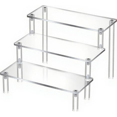 Présentoir Acrylique, Panneau 20 x 8 cm, Trois Couches Presentoir Parfum, Etagere Parfum Transparent, avec Vis et Tournevis, Étagère à Présentation, pour Parfums, Objets Collection