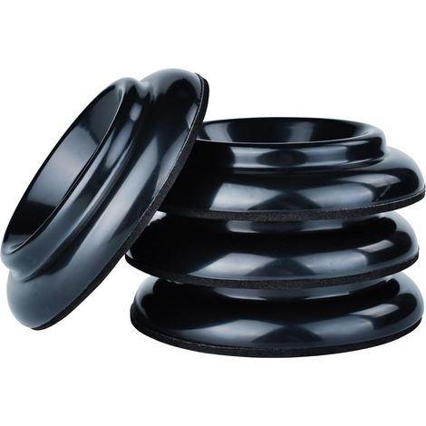 Set of 4 Non-Slip Protectors for Upright Piano Foot Casters - Par - Black ABS Plastic