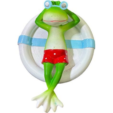 Grenouille flottante sur une bouée, ornement en résine pour aquarium, accessoire de décoration pour aquarium, accessoire de surface de l'eau (1/4)