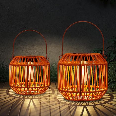 Outdoor-Solarlaternen im Bohème-Stil, wasserdicht, Hängeleuchten aus Weide, geflochtene Rattanlampen für Garten, Terrasse, Veranda, Bäume, Rasen, Einfahrt. (1/5)