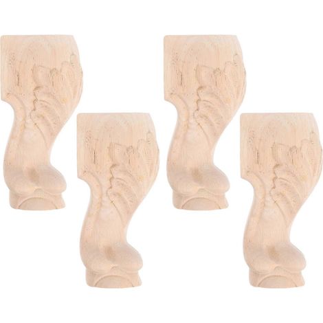Meuble TV avec pieds en bois, pieds de rechange décoratifs sculptés, lot de 4. (1/5)