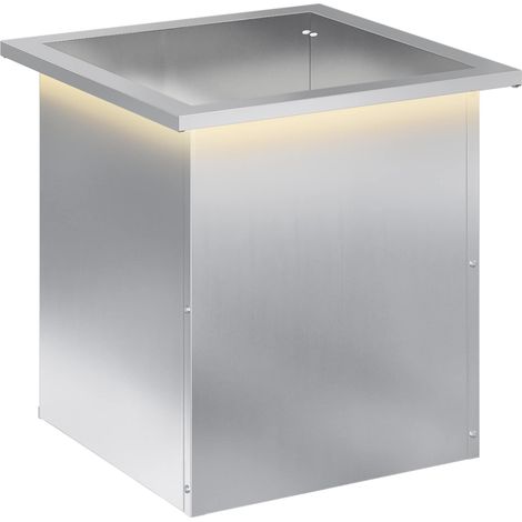 Garden Planter with LED Silver 40 x 40 x 40 cm Galvanised Steel vidaXL