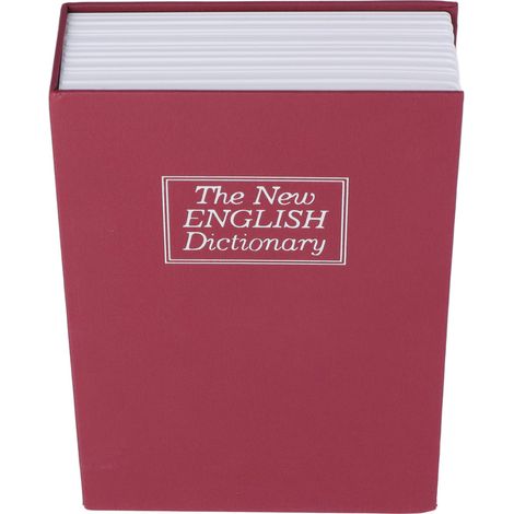 Coffre-fort à livres factice, imitation livres réalistes, doublure en acier inoxydable, boîte de rangement portable avec serrure à clé, taille M, rouge. (1/5)