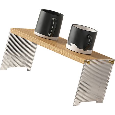 Étagère de rangement pour tasses à café, Support Stable, organisateur de comptoir de grande capacité pour salon chambre à coucher, couleur bois, 1 niveau (1/5)